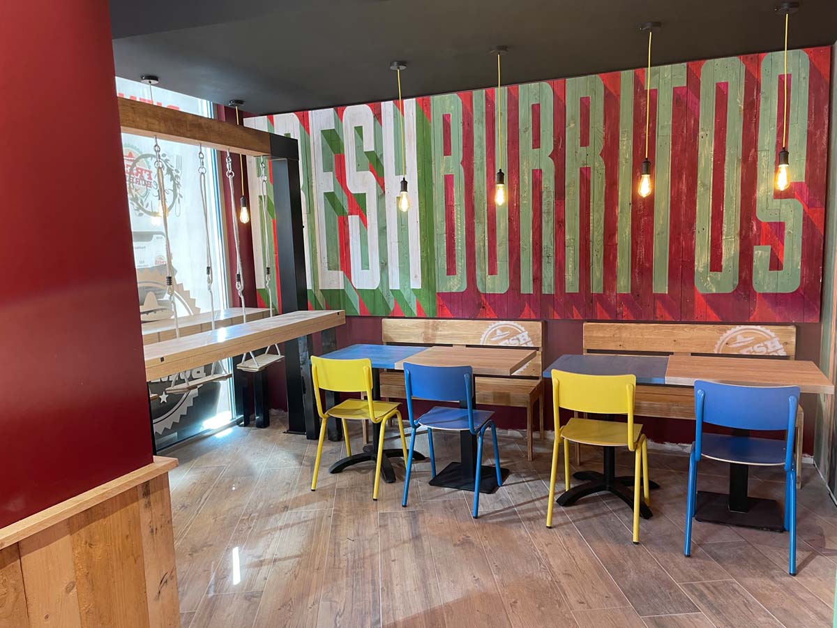agencement restaurant fresh burritos lyon décoration salle